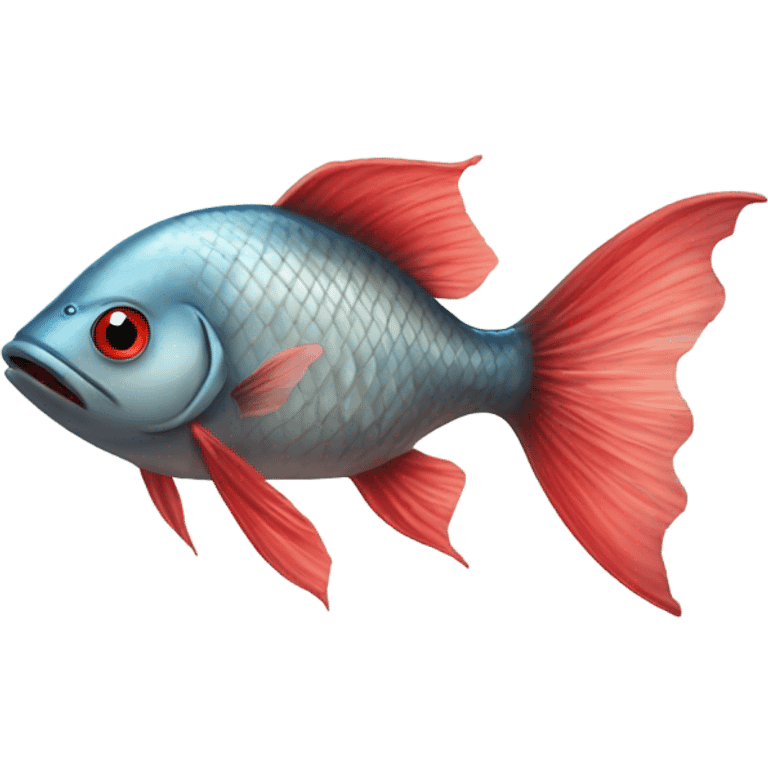 Fish with big pursing red lips and long eyelashes emoji