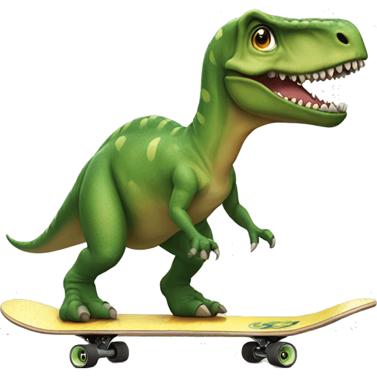 Dinosaur on a skateboard emoji