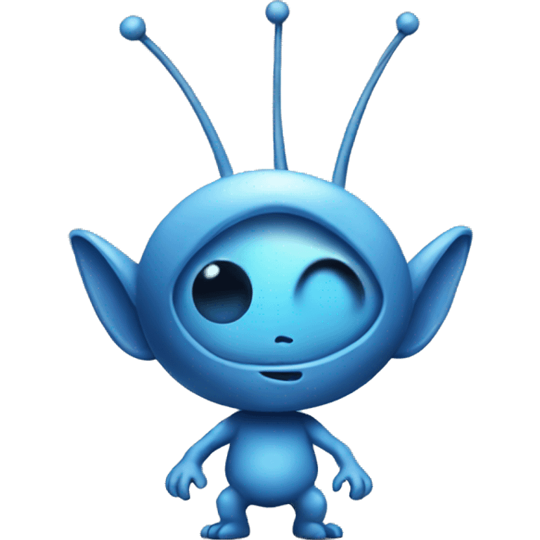 Blue tiny alien with antenna  emoji