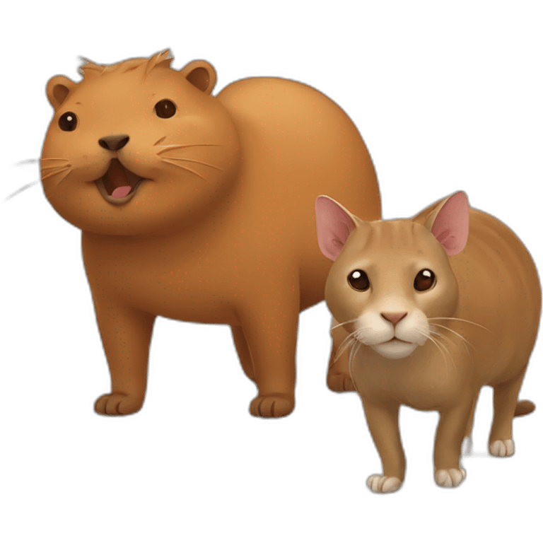 cat and capybara friends emoji