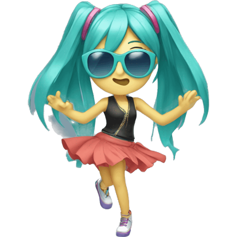 Miku dancing with sunglasses emoji