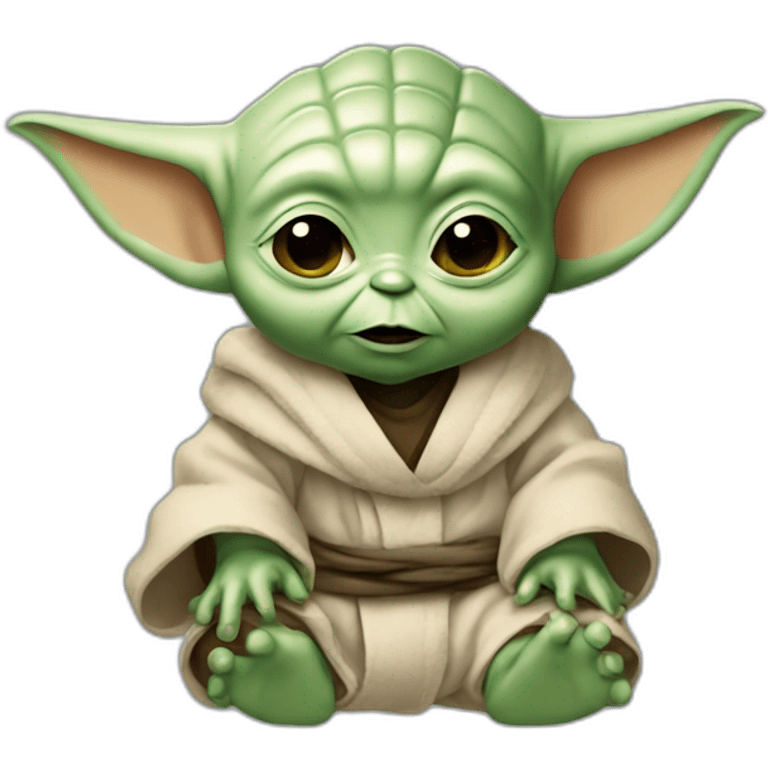 Bébé Yoda fessants un cœur emoji