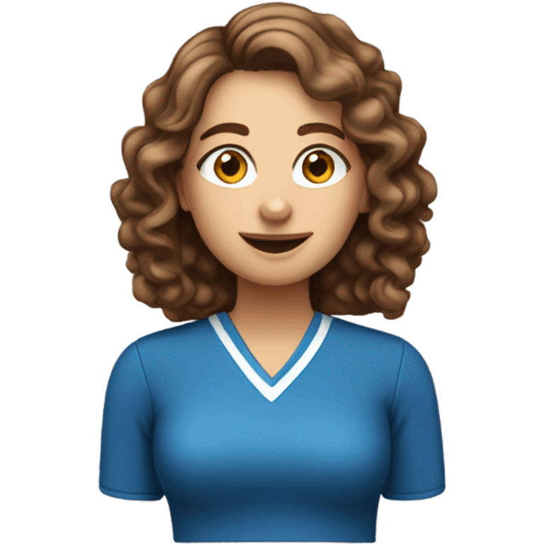 Create a female PE teacher emoji. She must have long brown volumed curled hair, She MUST have blue eyes. Brown hair. And a whistle around her neck. emoji