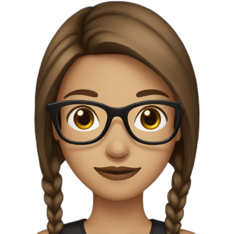 Brown hair girl with black glasses emoji