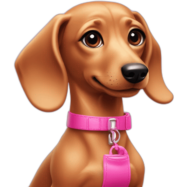 blonde dachshund in barbie style pink makeup emoji