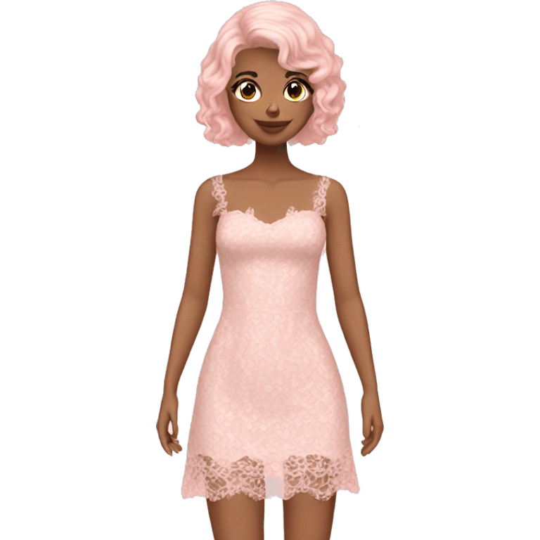 Pastel Pink lace mini dress emoji