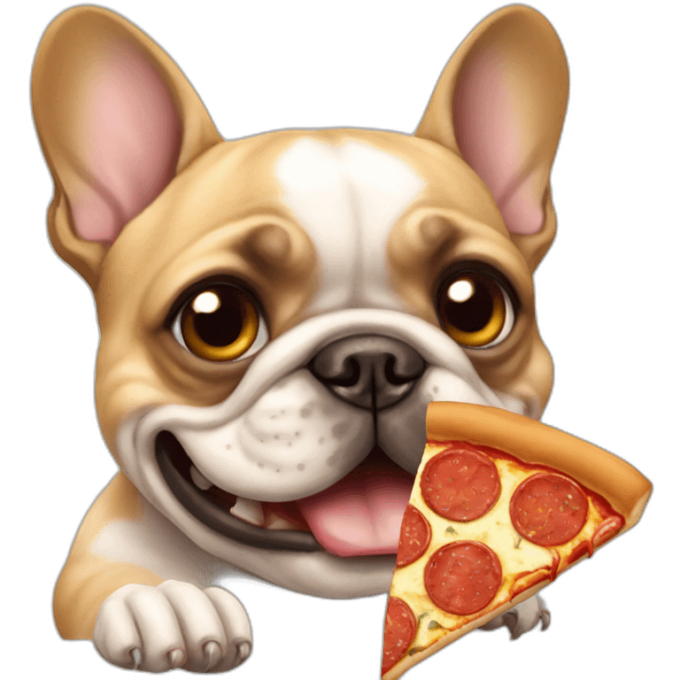 french bulldog eating pizza emoji