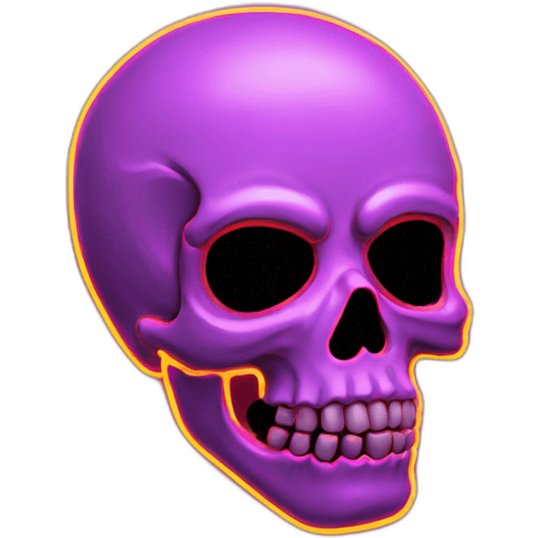 skull shape neon sign style emoji