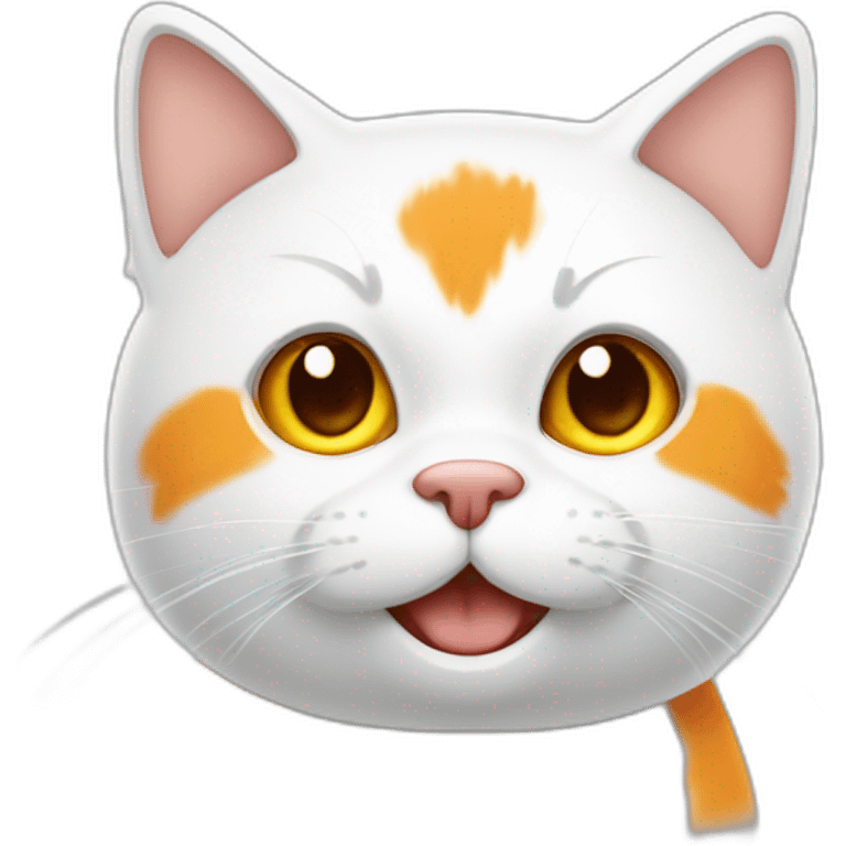 gato gordo branco com laranja emoji