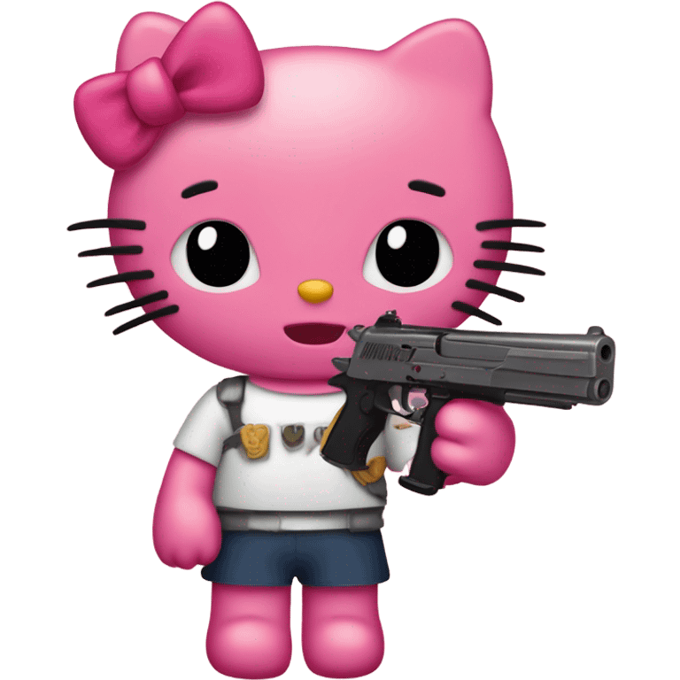 Hellokitty with gun emoji