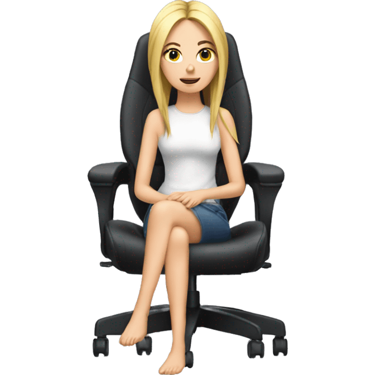 white girl on a Gaming chair thinking  emoji