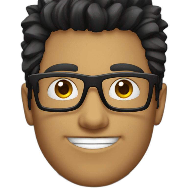 a guy with white coloured spectacles,black coloured Fauxhawk hairstyle emoji