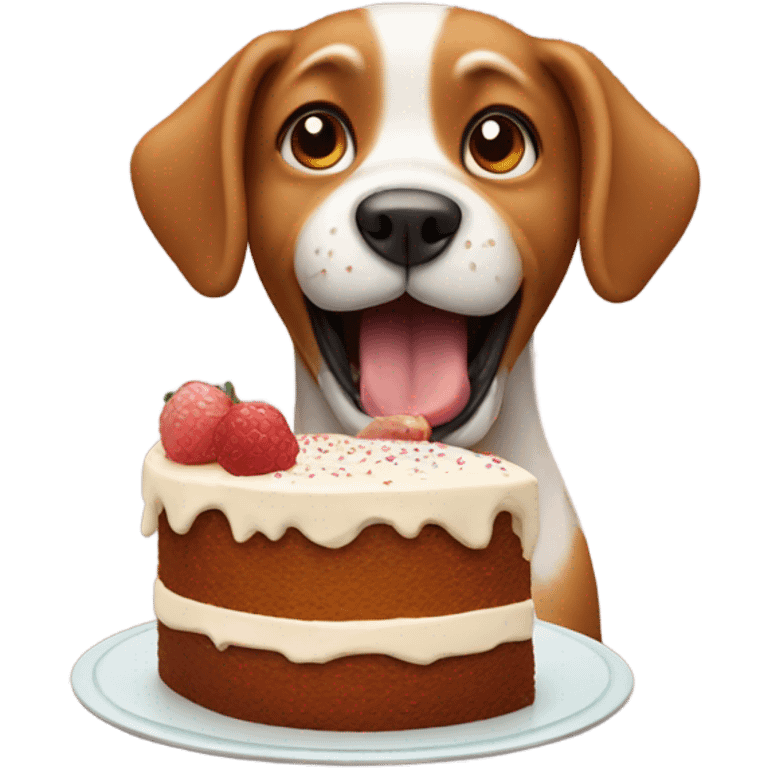 Dog eating cake emoji