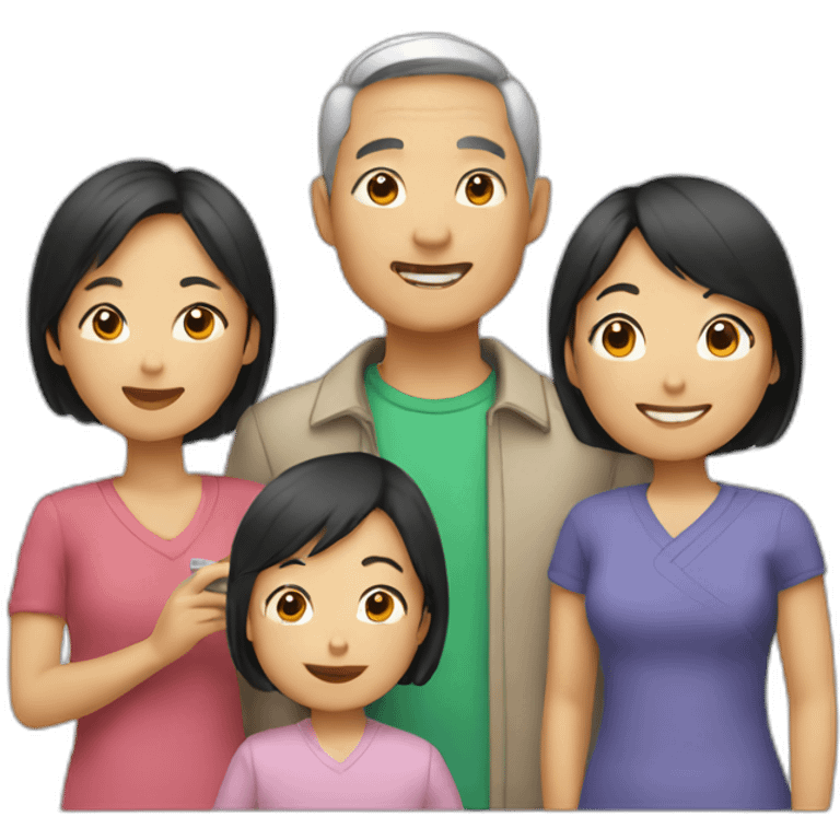 asian family taking picture emoji