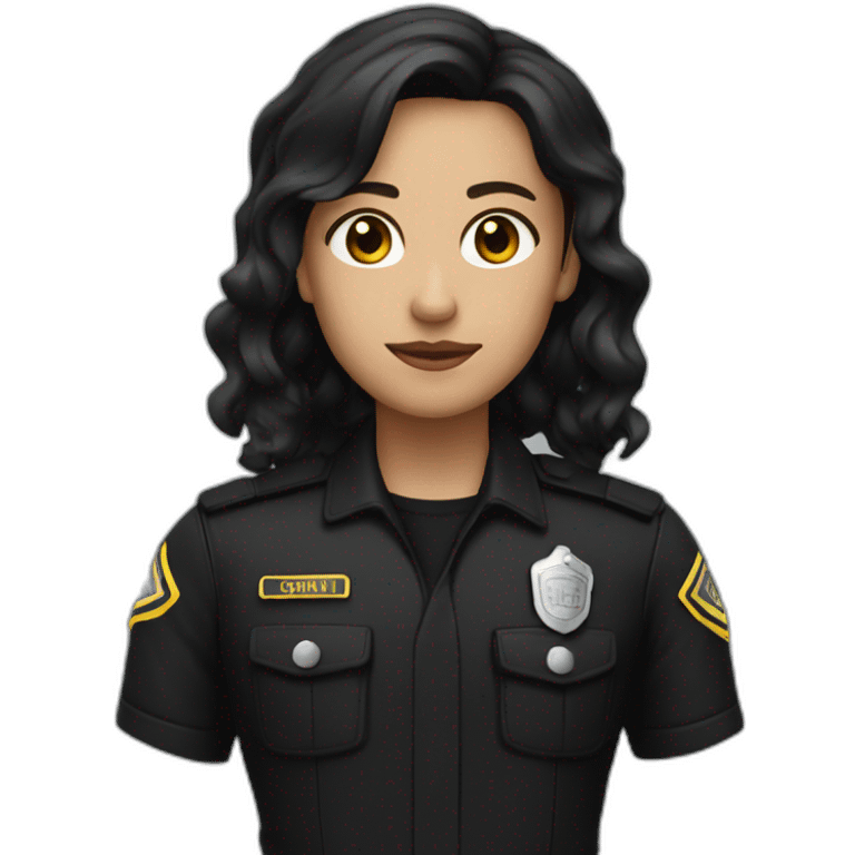 brunette dark security guard with black clothe emoji