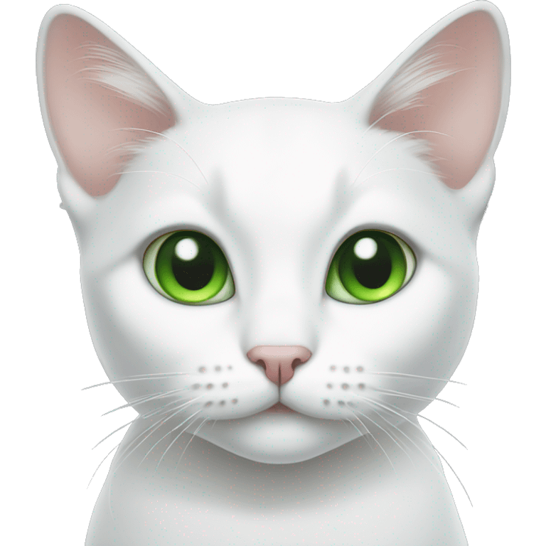 White cat with gray spot on ear and green eyes  emoji