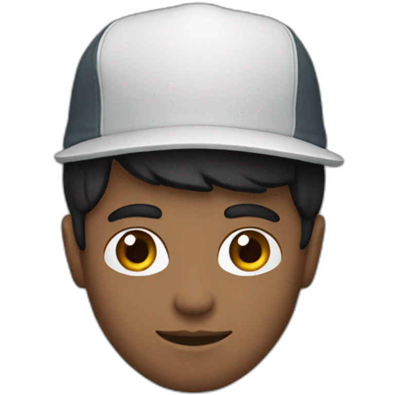 dark-haired developer in a cap with a macbook emoji