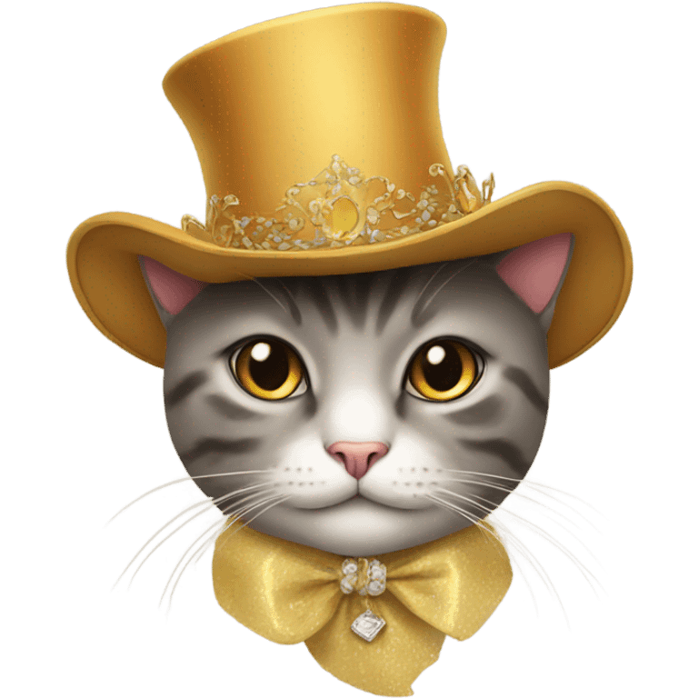 Cat wearing a fancy hat emoji