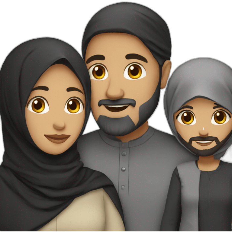 Muslim couple with husband bearded and wife wearing black hijab emoji