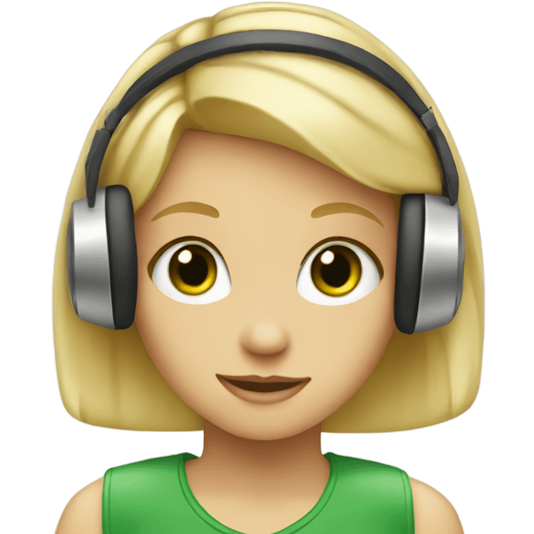 blond girl with headphones and green eyes emoji