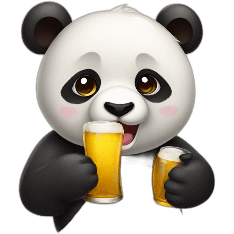 cute panda drinking beer face emoji