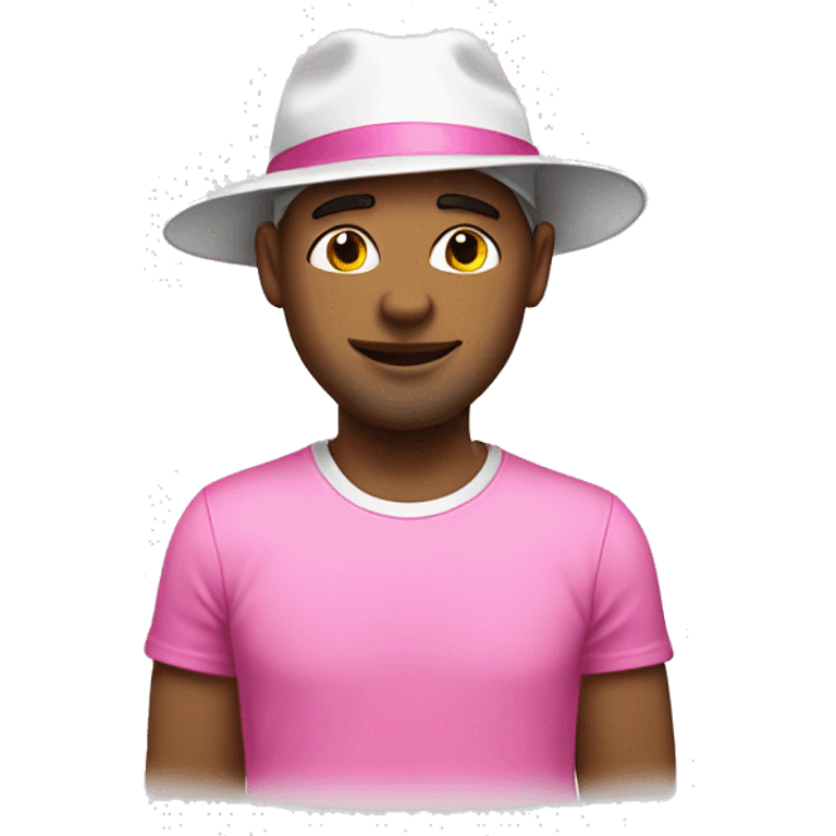 Guy in pink hat and white t-short whith white skin  emoji