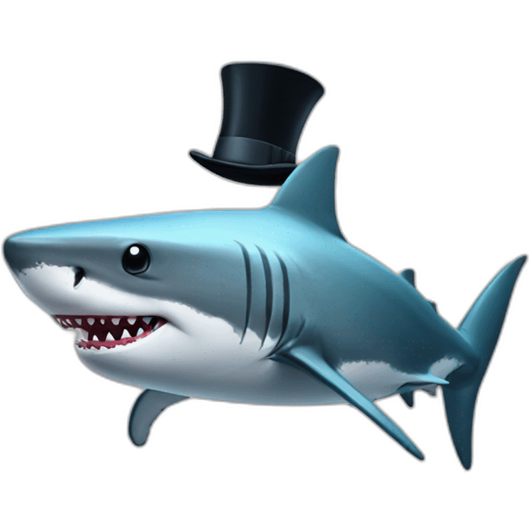 Shark with a top hat emoji