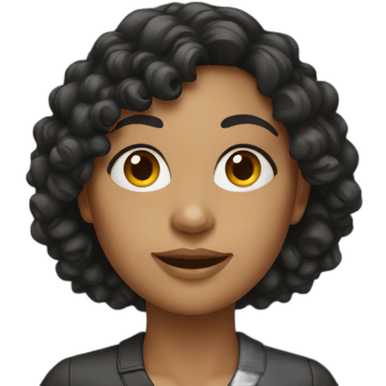 marketing woman with dark curly hair emoji