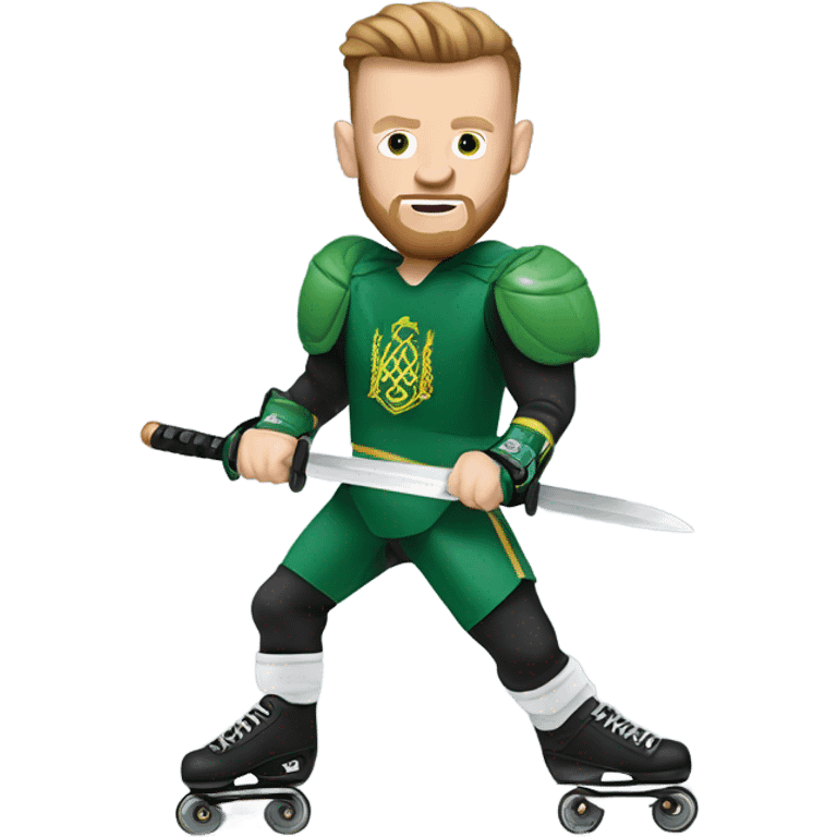 Connor McGregor in Rollerblades holding a sword emoji