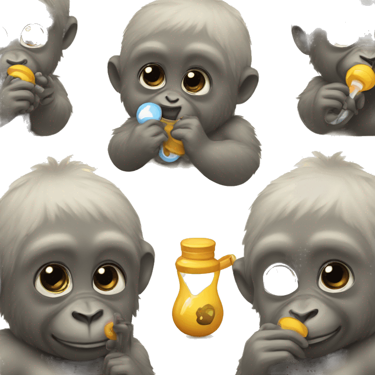 Gorillas touching pacifiers emoji