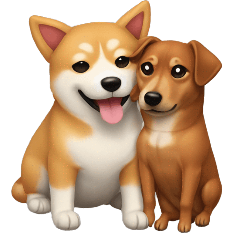 Shiba Inu and a dachshund hugging  emoji