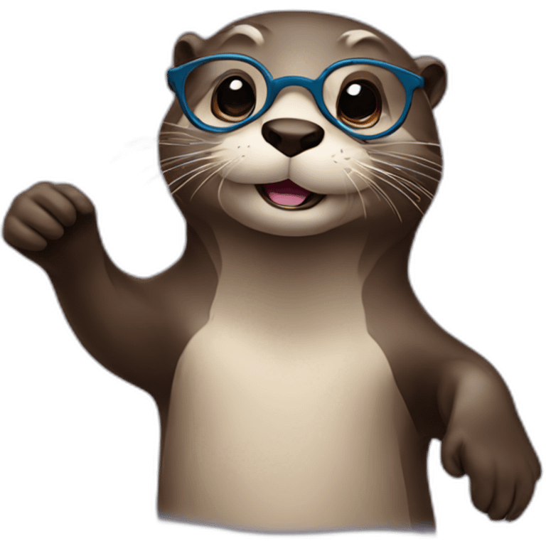 otter with glasses pointing up with his left hand emoji