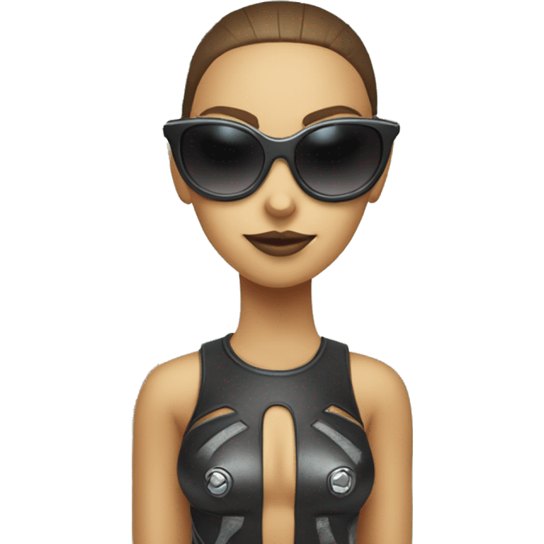 A  robotgirl head wearing sunglasses, next to a palm tree symbol emoji