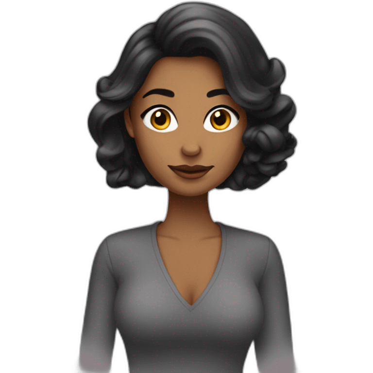 MUJER CON CABELLO NEGRO ONDEADO LARGO CON LOOK DE BOSS GIRL emoji