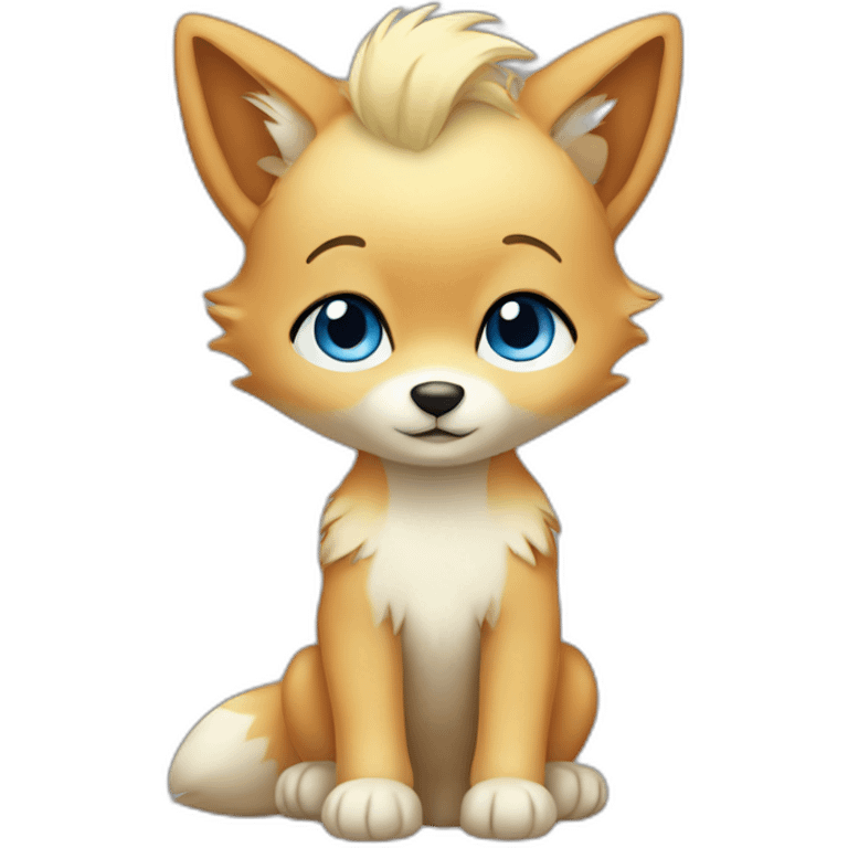 Blond Baby boy blue eyed with fox plush emoji