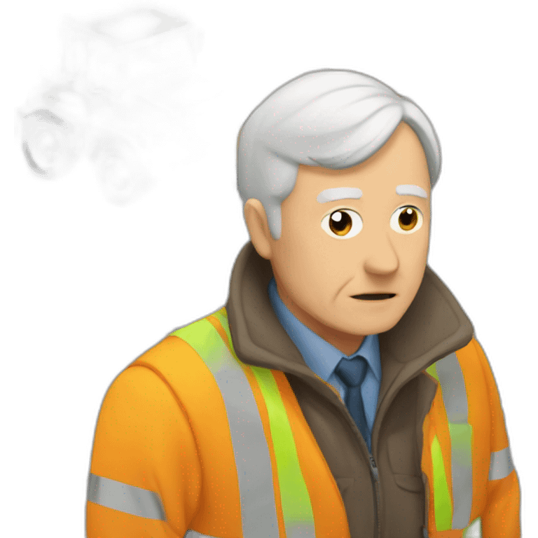 old man watching construction works in the street emoji