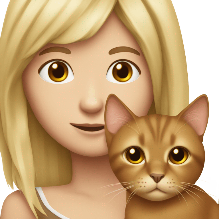 Brown cat with blond girl  emoji