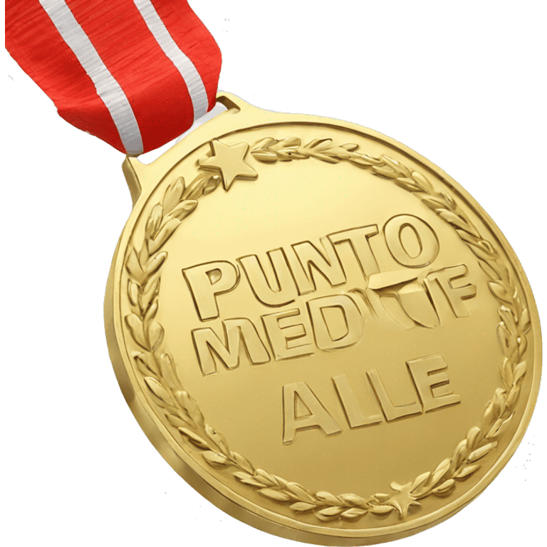 Gold medal with words "Punto Ale" engraved on it emoji