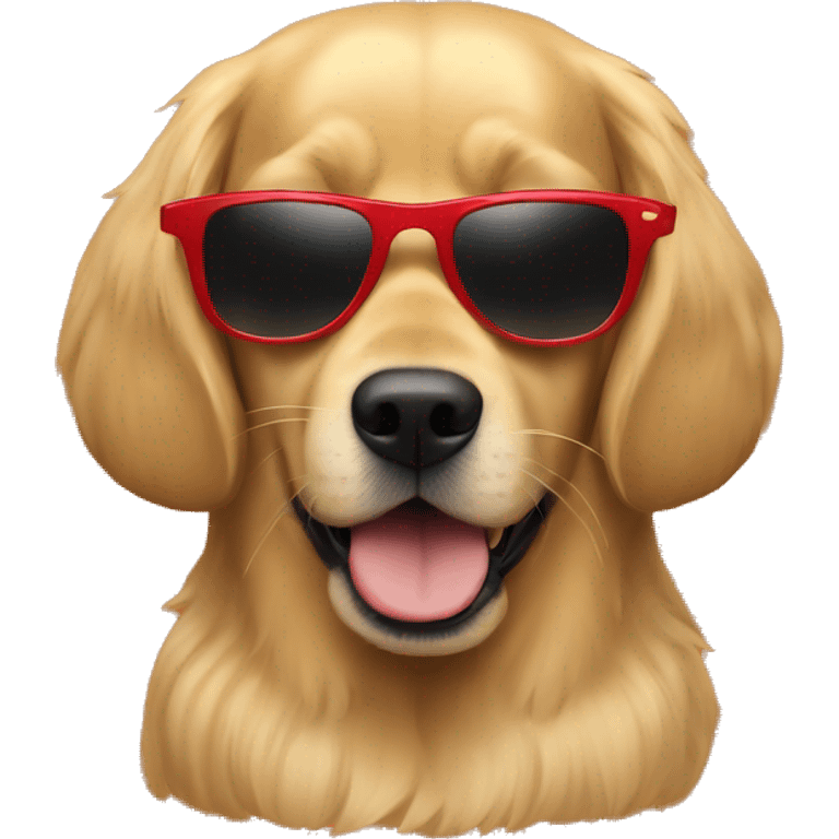 Golden retreiver with red sunglasses emoji