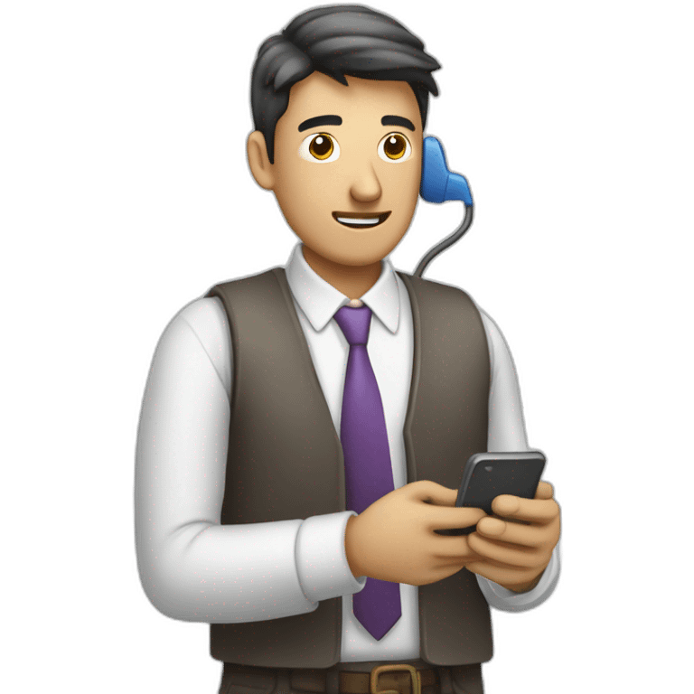 Hombre trabajando llamando por celular emoji