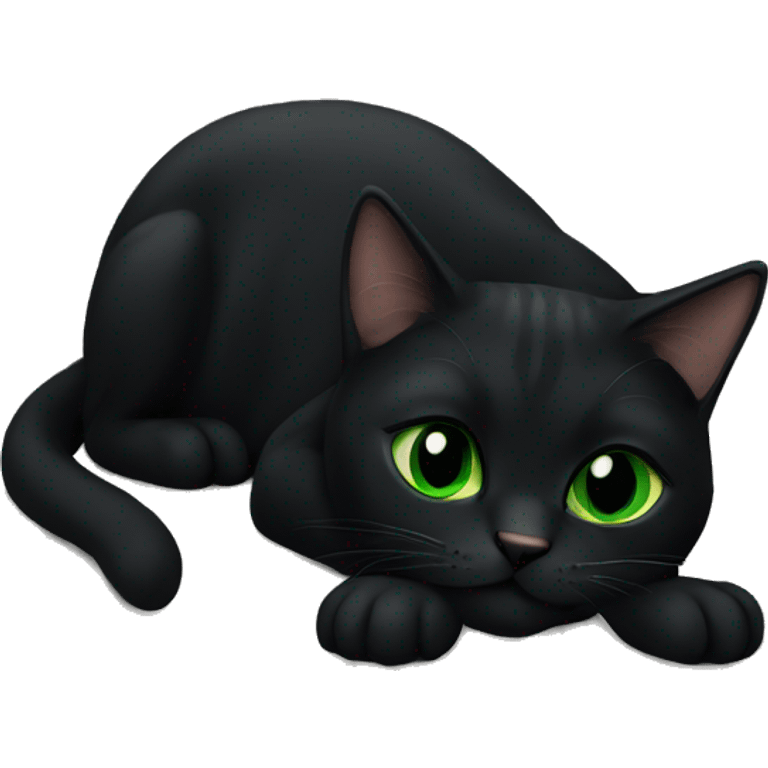 cat loafing, black cat green eyes emoji