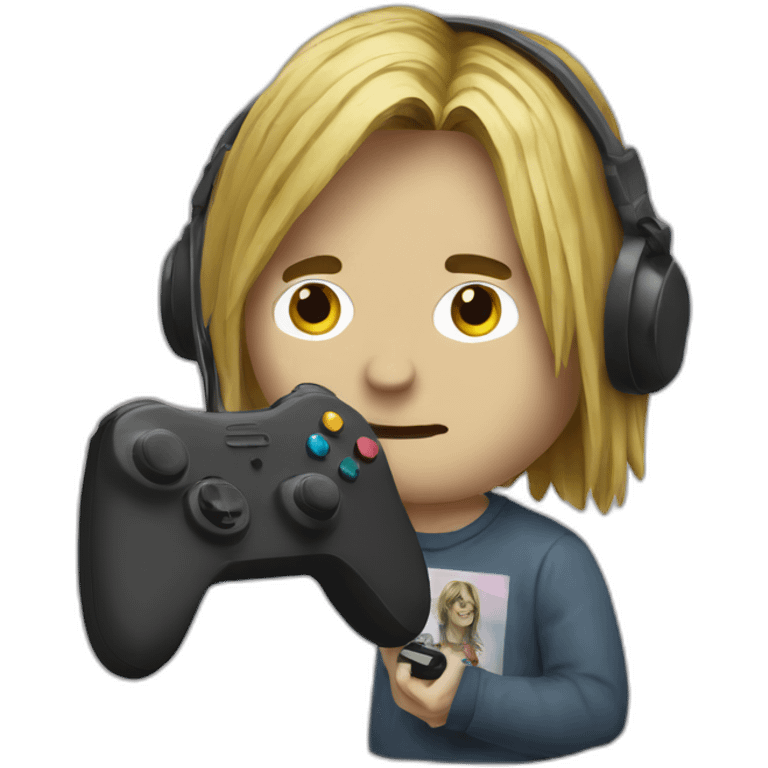 Kurt cobain with a gaming controller emoji