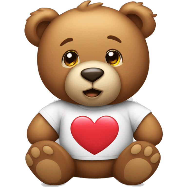 Teddy bear wearing a tshirt saying i love you emoji