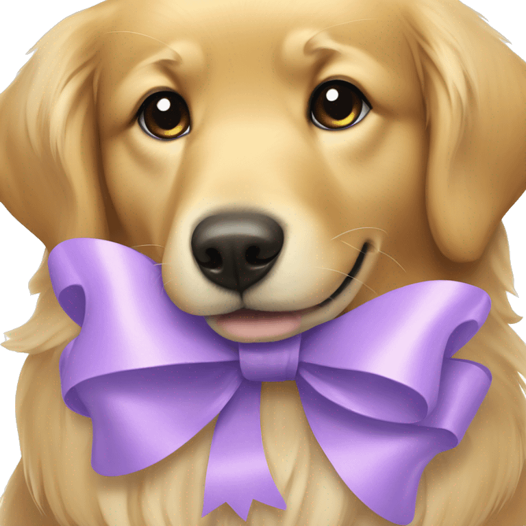 female golden retriever with lavender bow emoji