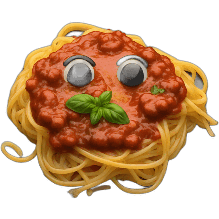 Spaghetti and sauce on black heart plate emoji