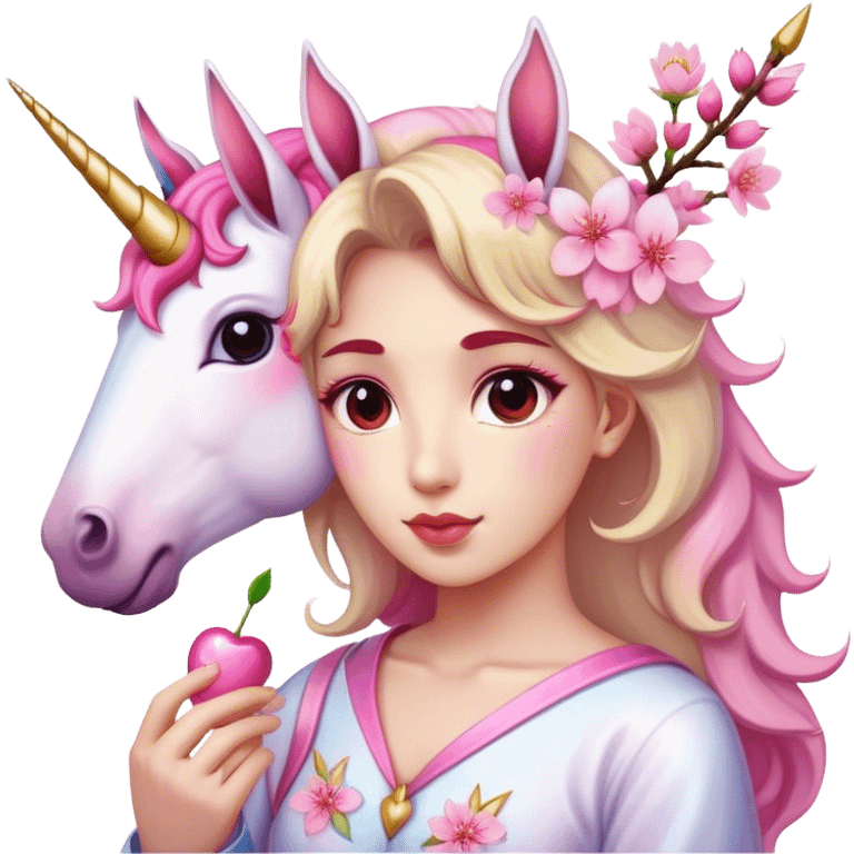 Cherry blossom-unicorn emoji