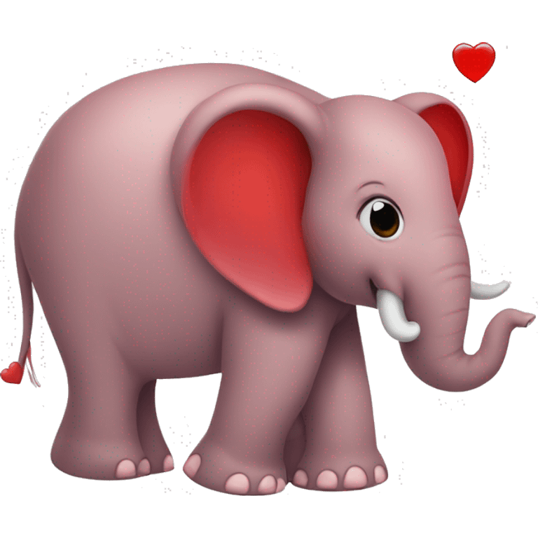 Rose colour elephant with red hearts around him emoji