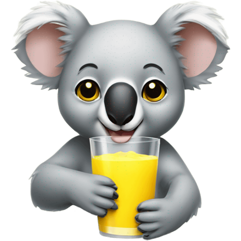 Koala drinking yellow drink emoji