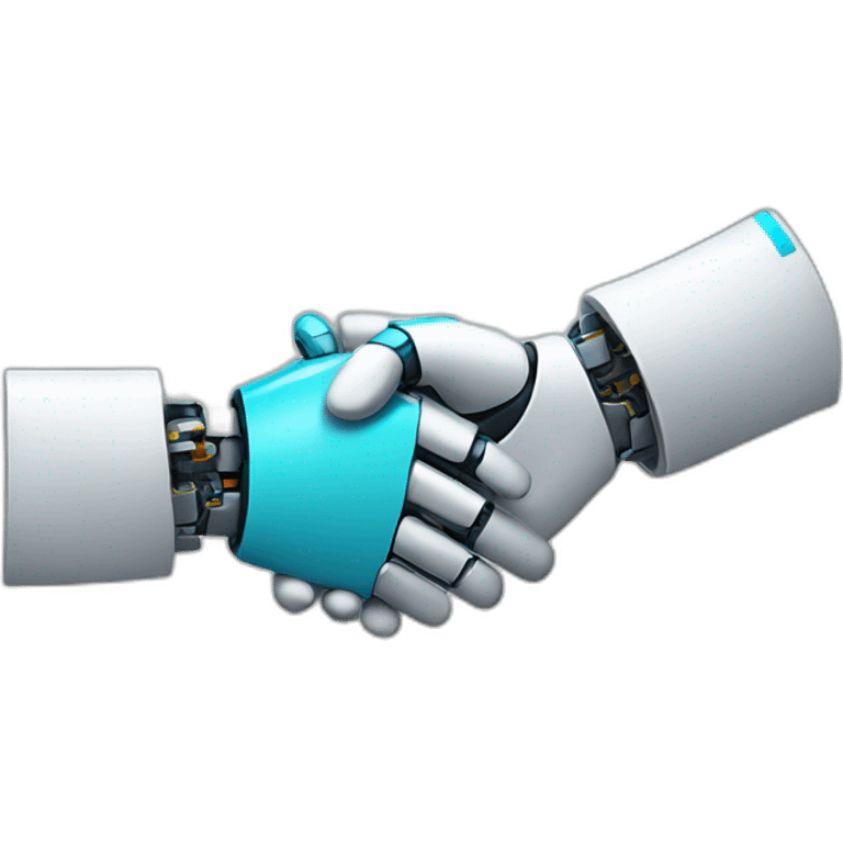 handshake with robot emoji