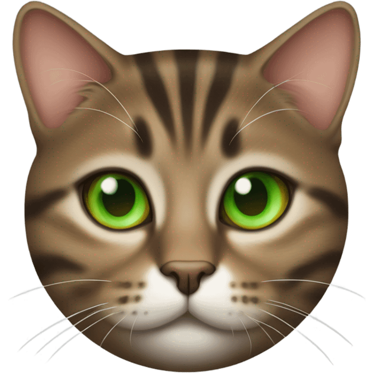 fat brown tabby cat with green eyes emoji